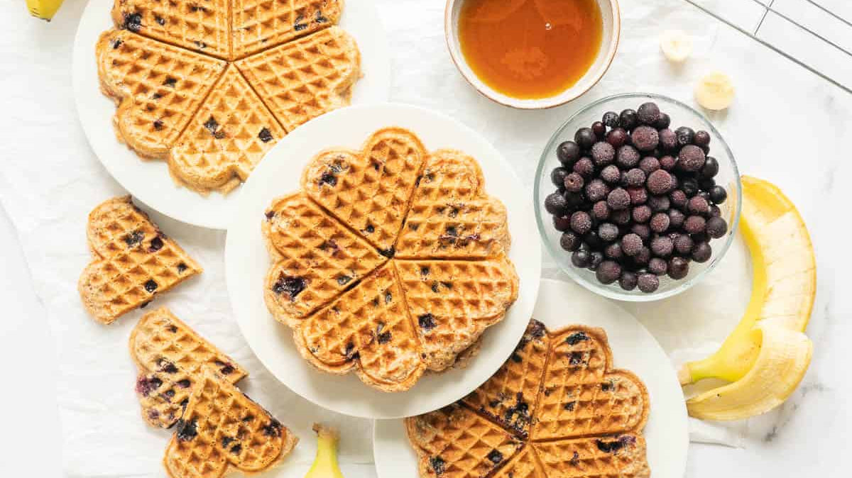 Gesundes Waffelrezept - Bananen & Heidelbeere