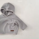 Stylish Monica Hoodie in soft gray waffle texture, perfect for babies and toddlers by Bebeholic.
