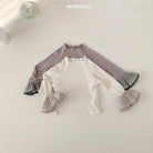 Stylish Double Frill Tee by Bebeholic featuring soft ribbed fabric and ruffled sleeves, perfect for baby comfort.