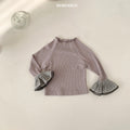Stylish Double Frill Tee from Bebeholic features soft ribbed fabric and elegant ruffles for baby comfort.